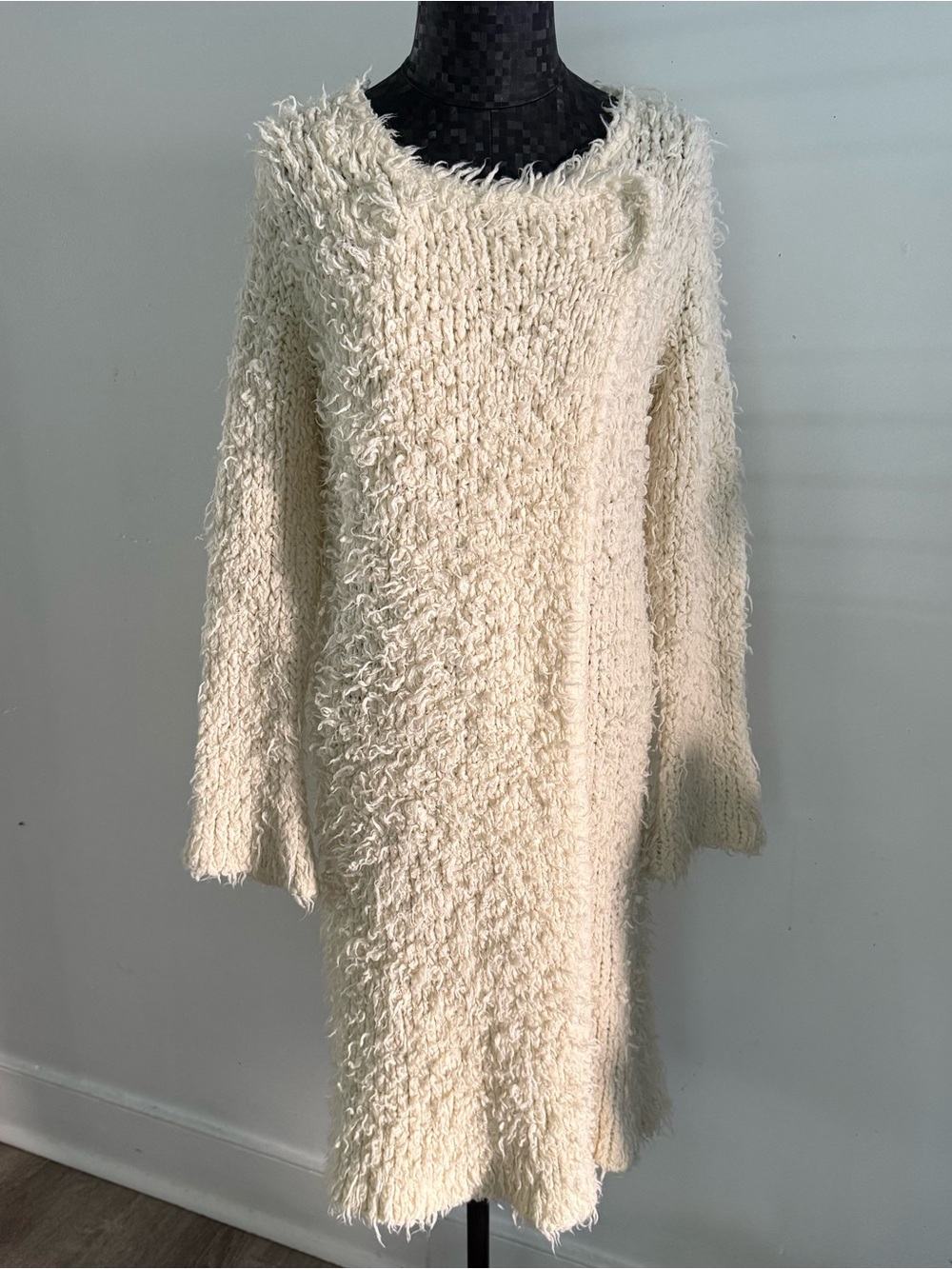 Free People Cream Fuzzy Knit Cardigan